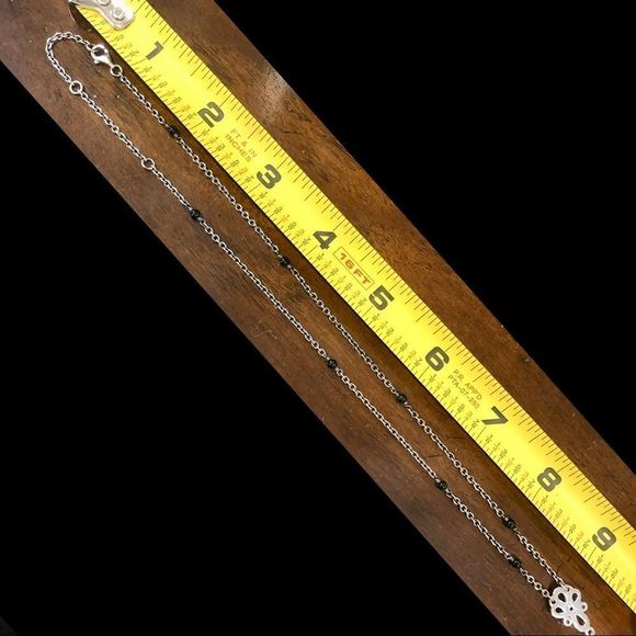 PANDORA Sincerity Sterling Silver Y Drop Mother of Pearl Onyx Station Necklace - Picture 7 of 12